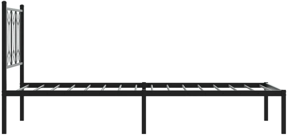 Metalinis lovos rėmas su galvūgaliu, juodos spalvos, 80x200cm