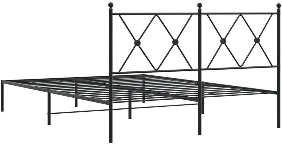 Metalinis lovos rėmas su galvūgaliu, juodos spalvos, 140x190cm