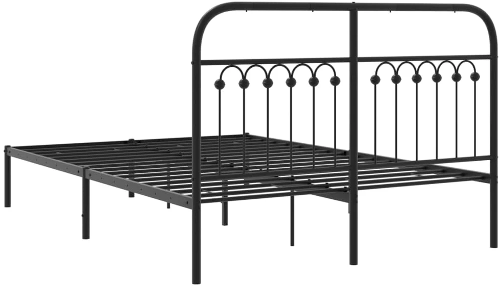 Metalinis lovos rėmas su galvūgaliu, juodos spalvos, 140x190cm