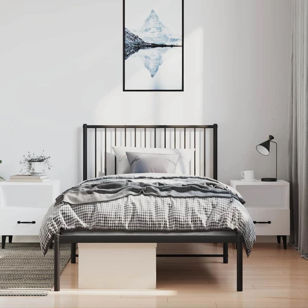 Lova Metalinis lovos rėmas su galvūgaliu, juodos spalvos, 100x190cm