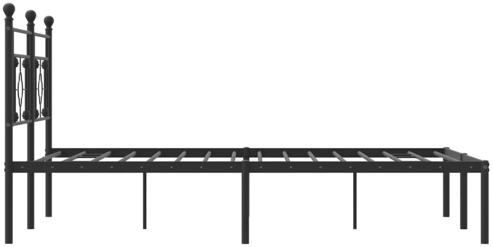 Metalinis lovos rėmas su galvūgaliu, juodos spalvos, 160x200cm
