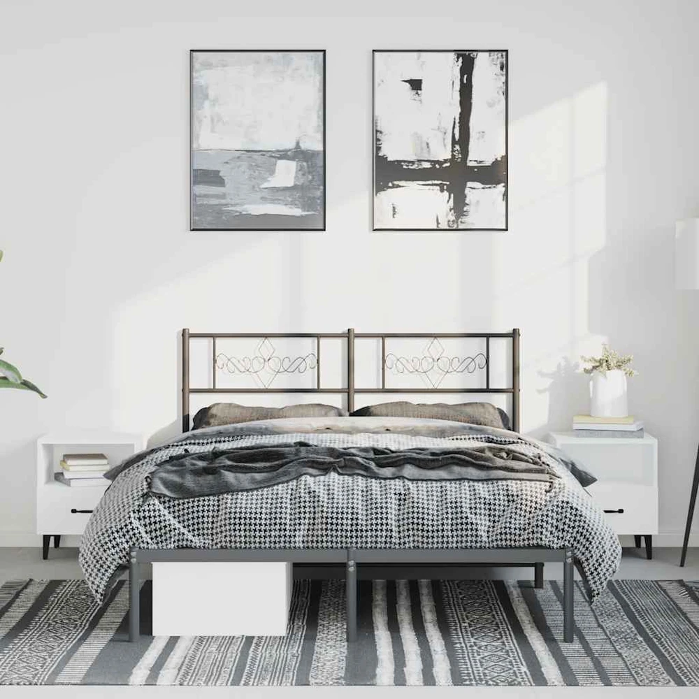 Lova Metalinis lovos rėmas su galvūgaliu, juodos spalvos, 135x190cm