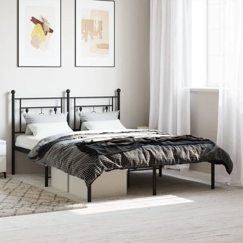 Lova Metalinis lovos rėmas su galvūgaliu, juodos spalvos, 135x190cm