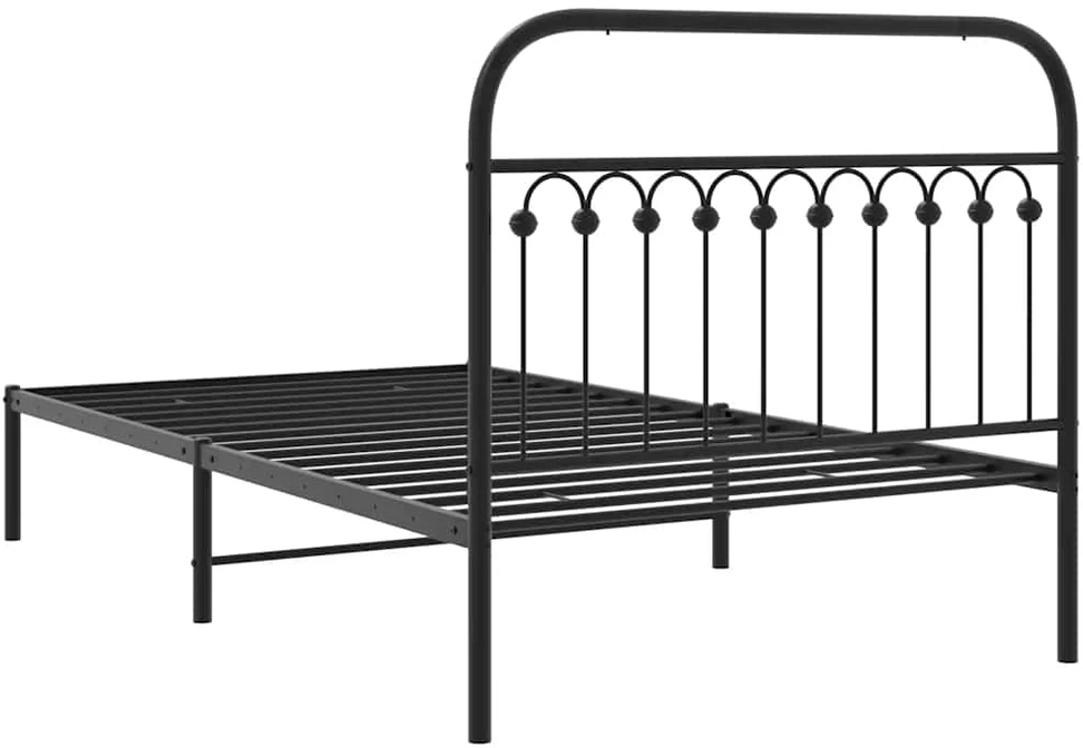 Lova Metalinis lovos rėmas su galvūgaliu, juodos spalvos, 107x203cm