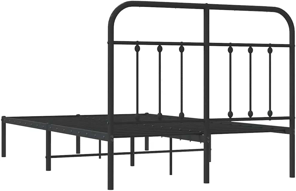 Lova Metalinis lovos rėmas su galvūgaliu, juodos spalvos, 120x190 cm