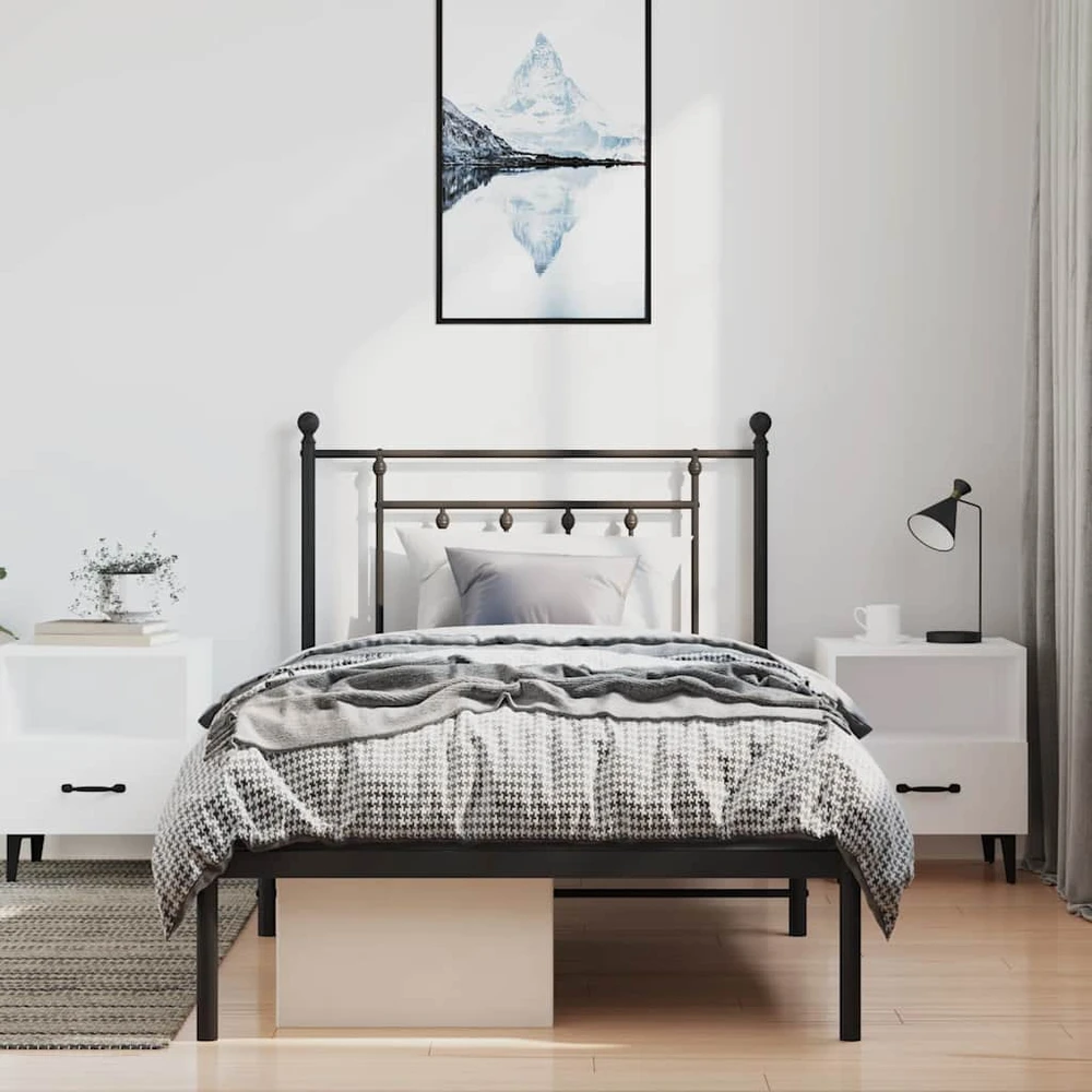 Lova Metalinis lovos rėmas su galvūgaliu, juodos spalvos, 100x190cm