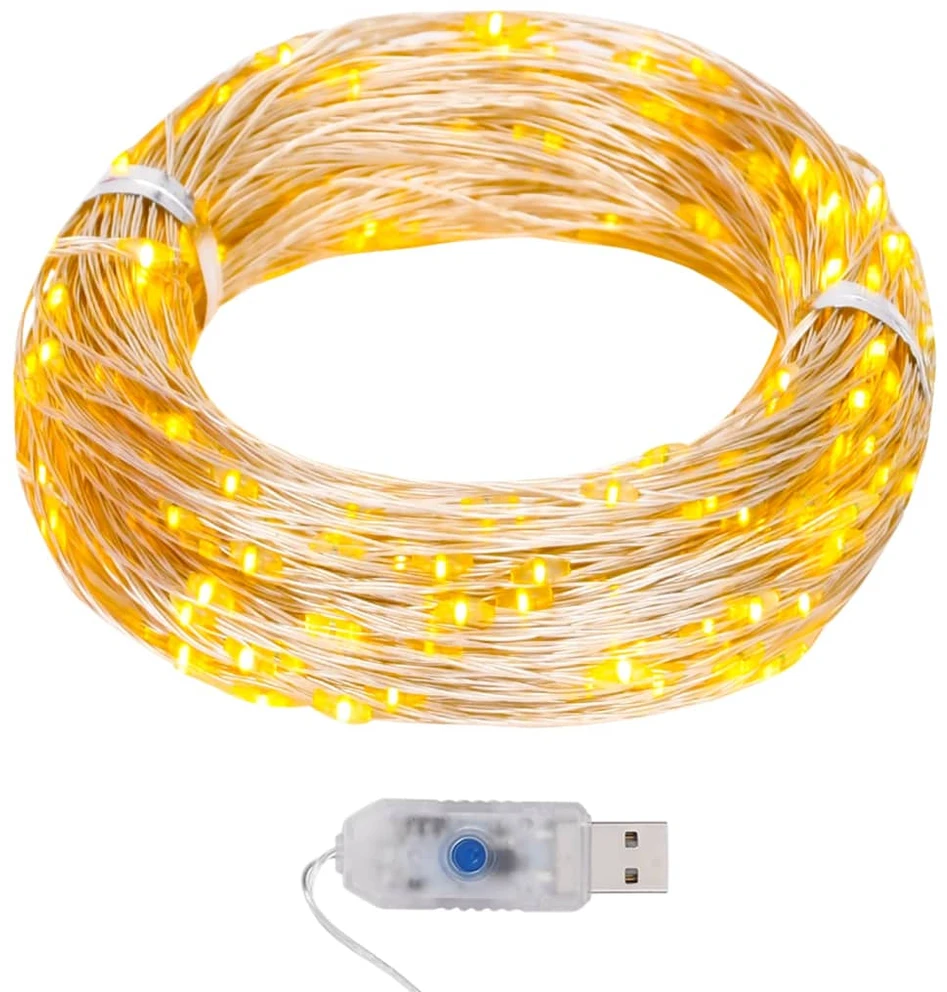 Mikro LED girlianda, 40m, 400 šiltų baltų LED, 8 funkcijos