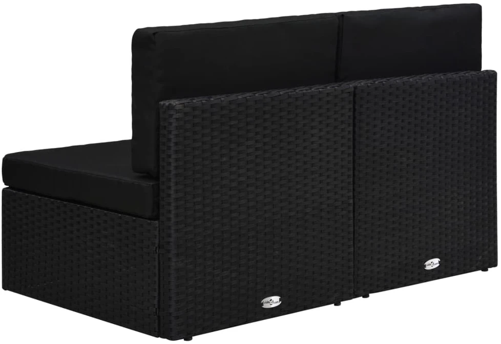 Modulinė dvivietė sofa, juodos spalvos, poliratanas