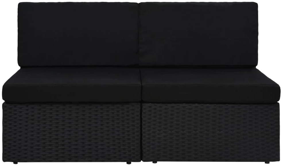 Modulinė dvivietė sofa, juodos spalvos, poliratanas