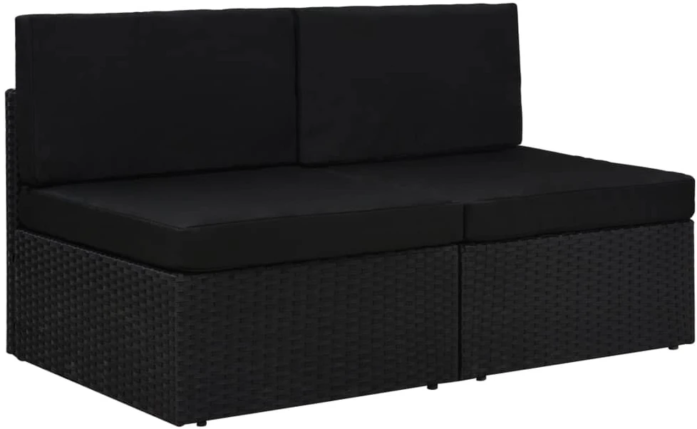 Modulinė dvivietė sofa, juodos spalvos, poliratanas