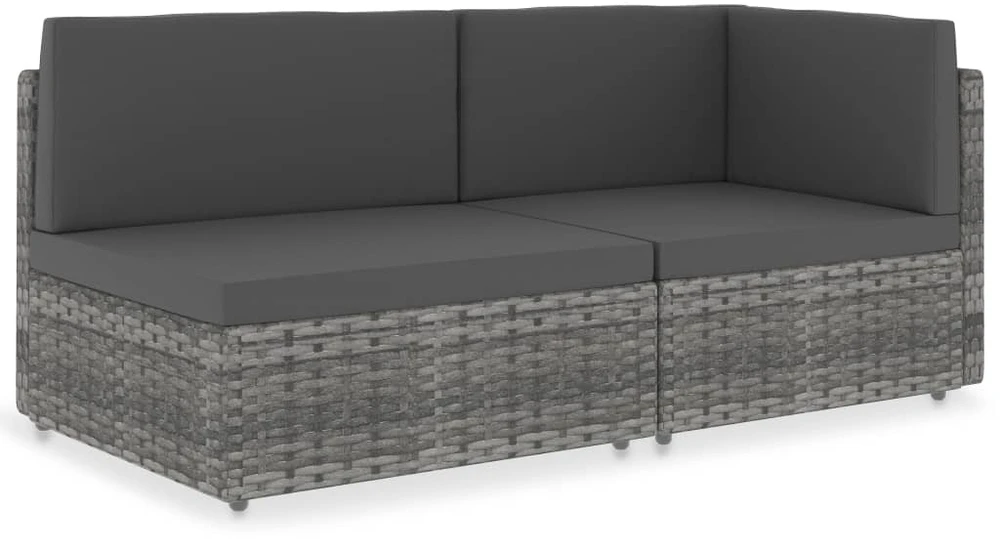 Modulinė dvivietė sofa, pilkos spalvos, poliratanas