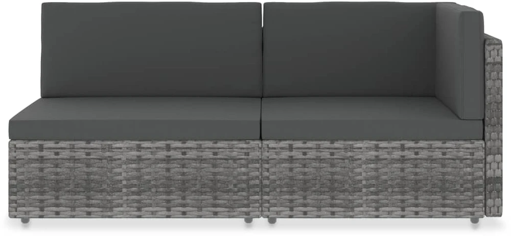 Modulinė dvivietė sofa, pilkos spalvos, poliratanas