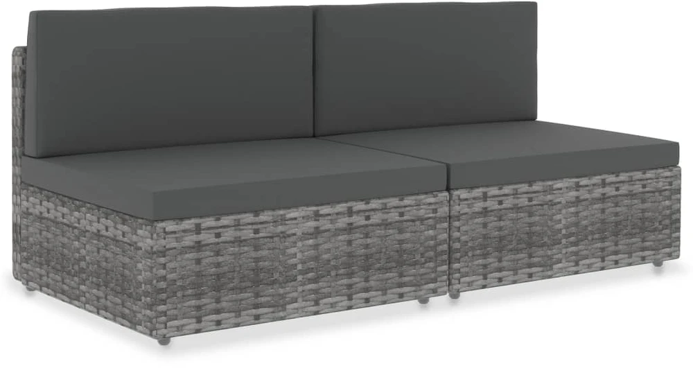 Modulinė dvivietė sofa, pilkos spalvos, poliratanas