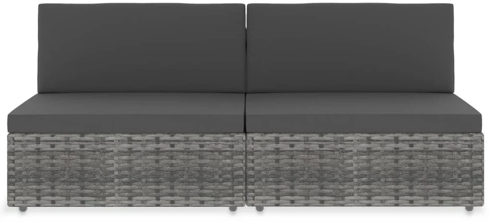 Modulinė dvivietė sofa, pilkos spalvos, poliratanas