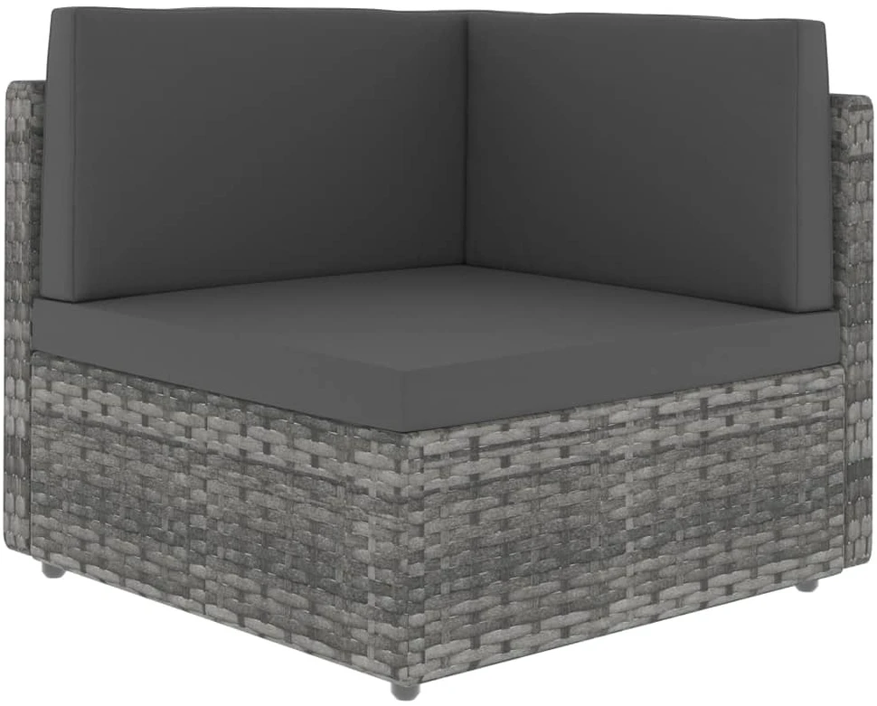 Modulinė kampinė sofa, pilkos spalvos, poliratanas