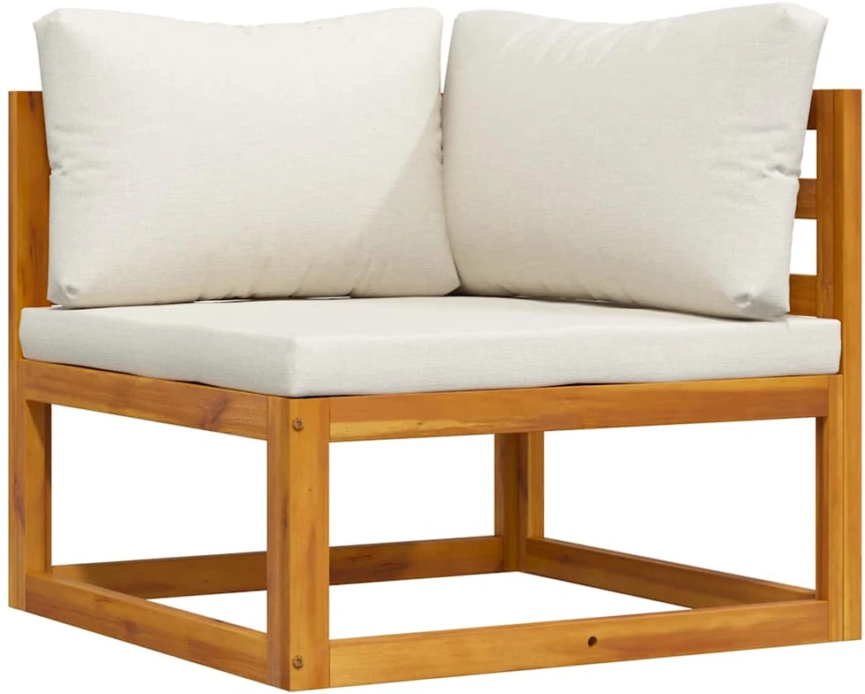 Modulinė kampinė sofa su kreminėmis pagalvėlėmis, akacija