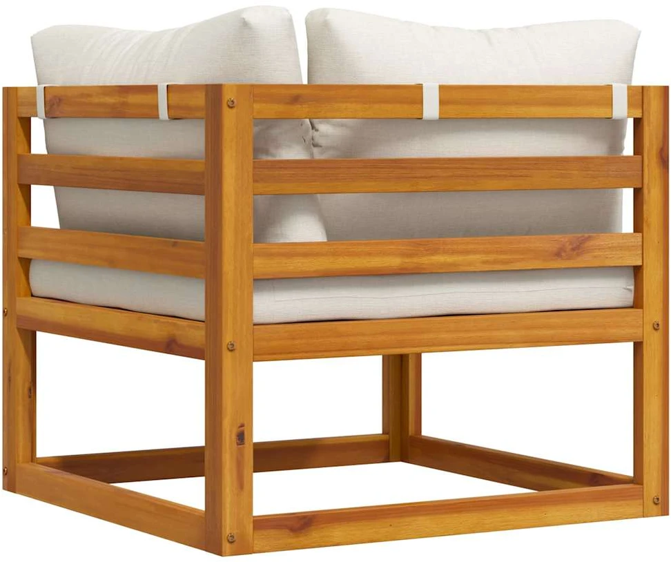 Modulinė kampinė sofa su kreminėmis pagalvėlėmis, akacija