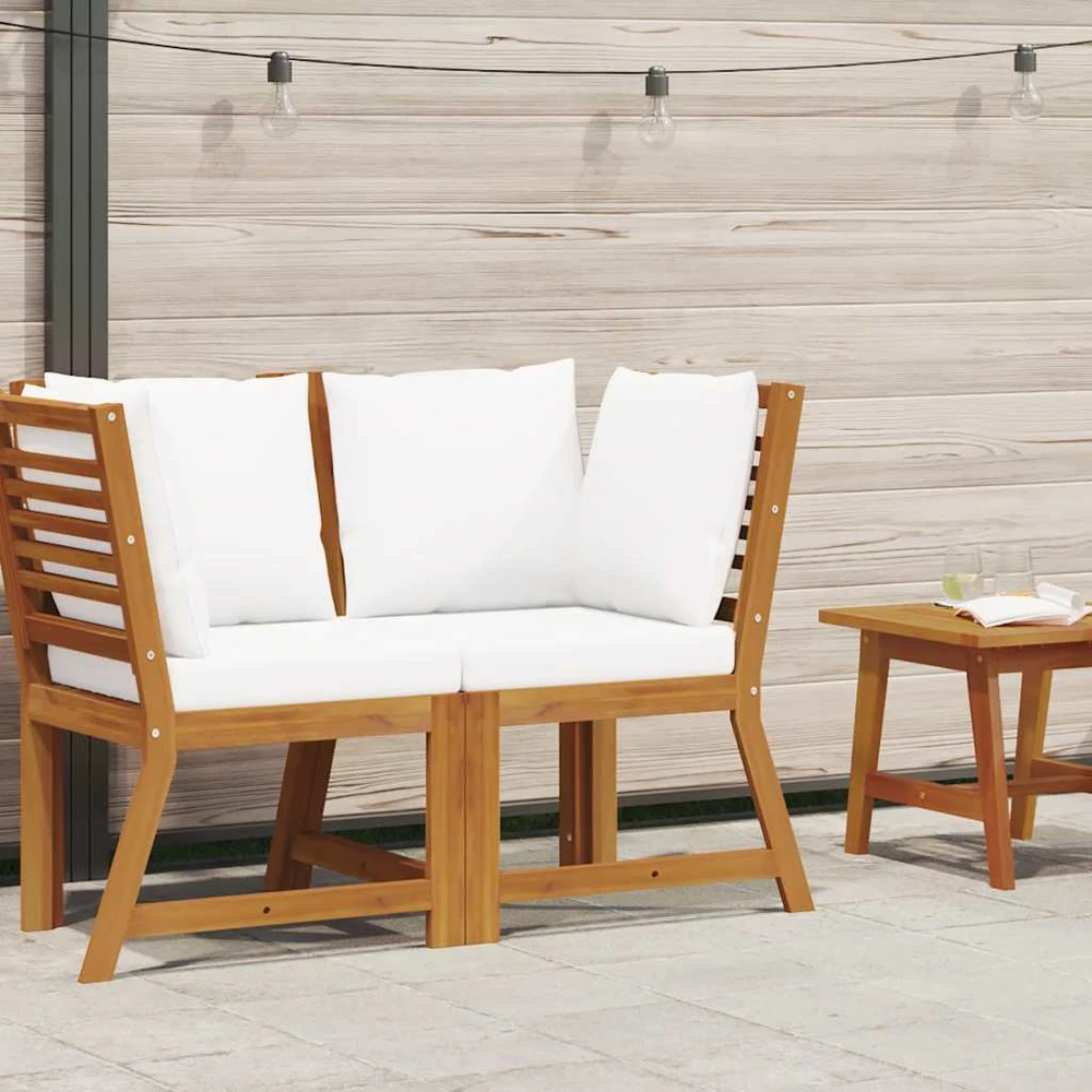 Modulinė kampinė sofa su kreminėmis pagalvėmis, akacija