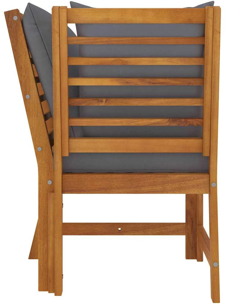 Modulinė kampinė sofa su tamsiai pilkomis pagalvėmis, akacija