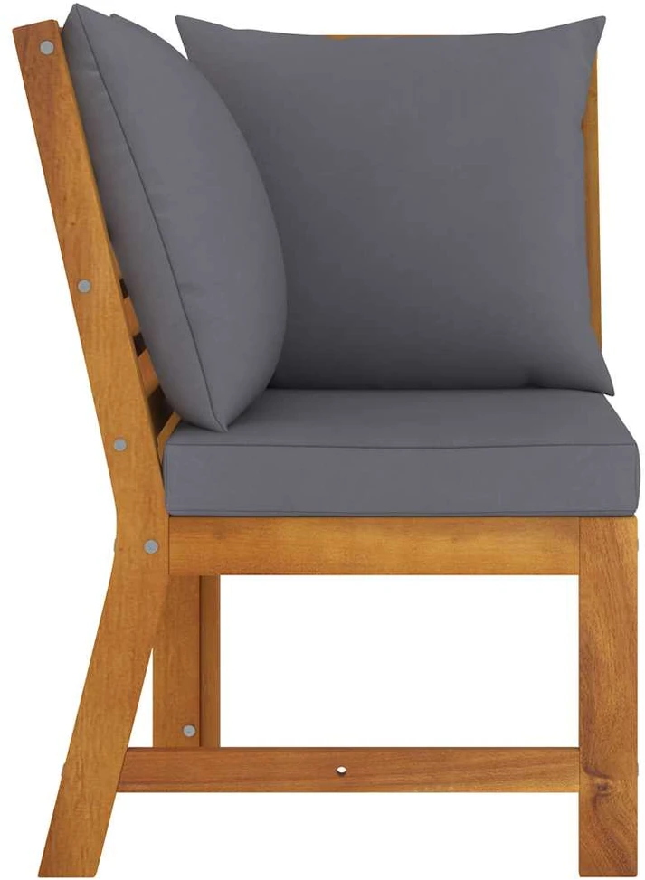 Modulinė kampinė sofa su tamsiai pilkomis pagalvėmis, akacija