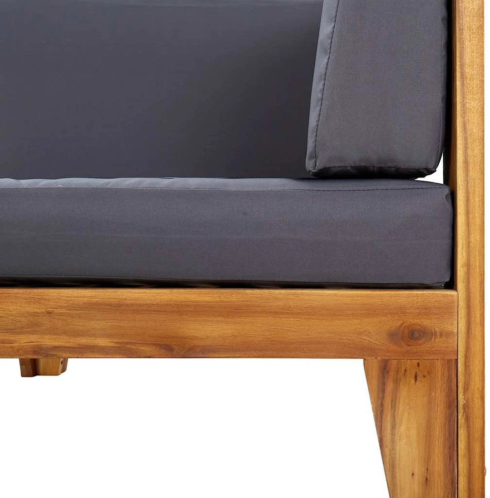 Modulinė kampinė sofa su tamsiai pilkomis pagalvėlėmis, akacija
