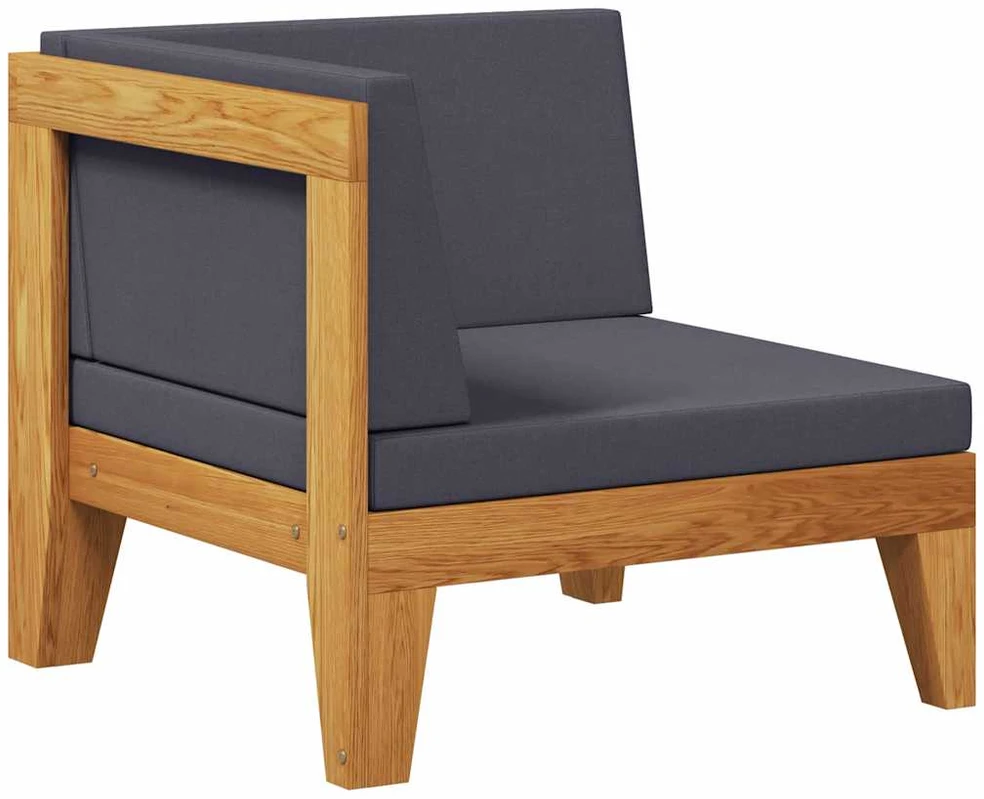 Modulinė kampinė sofa su tamsiai pilkomis pagalvėlėmis, akacija