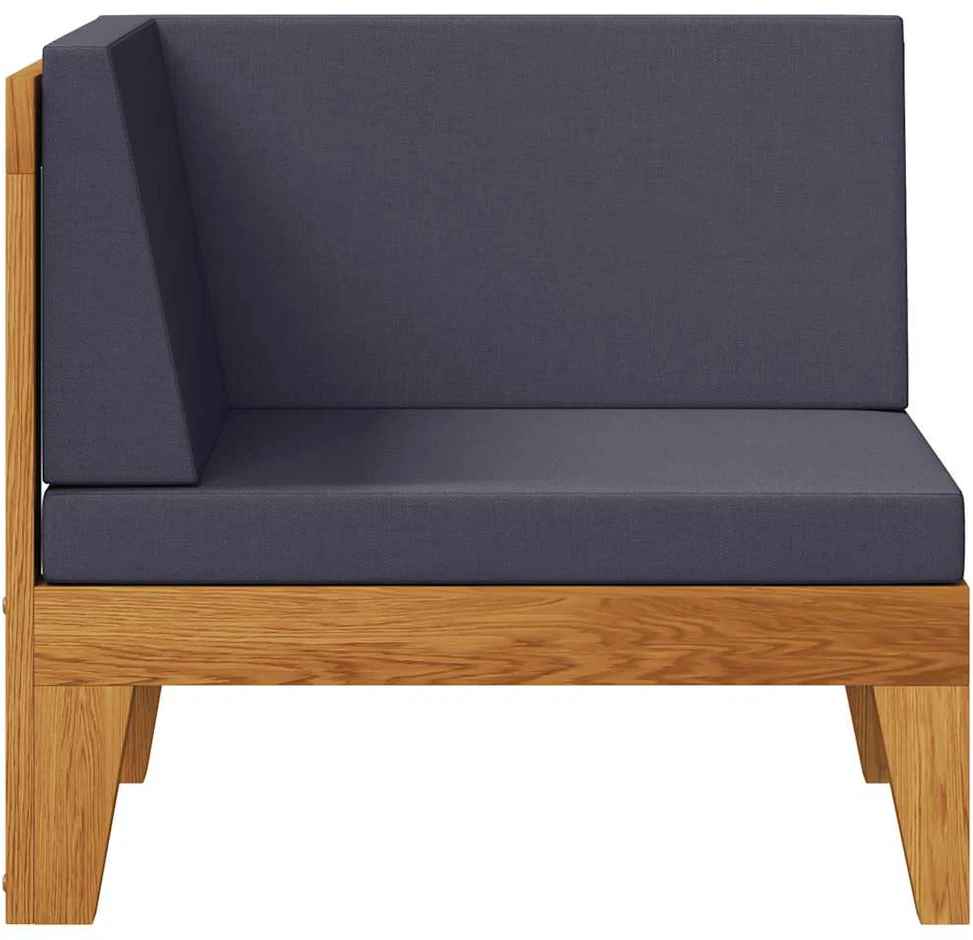 Modulinė kampinė sofa su tamsiai pilkomis pagalvėlėmis, akacija