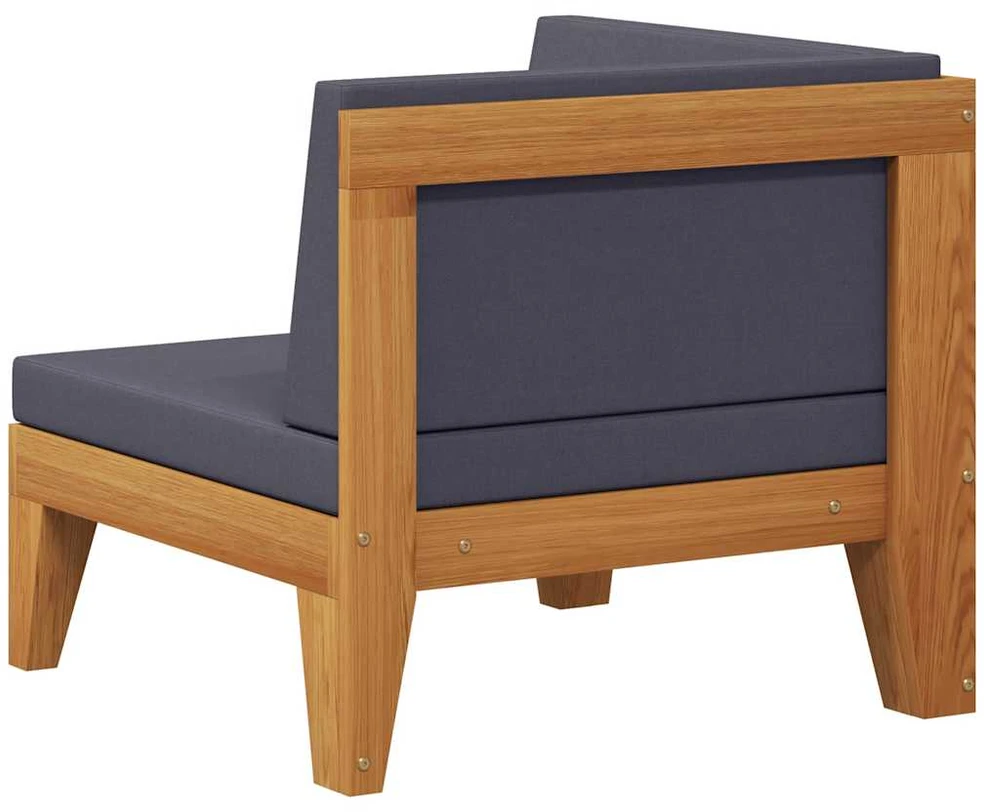 Modulinė kampinė sofa su tamsiai pilkomis pagalvėlėmis, akacija