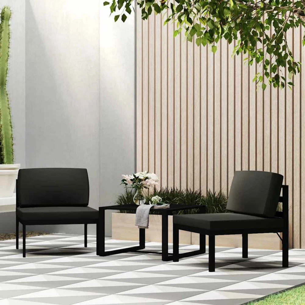 Modulinė vidurinė sofa su pagalvėmis, antracito, aliuminis