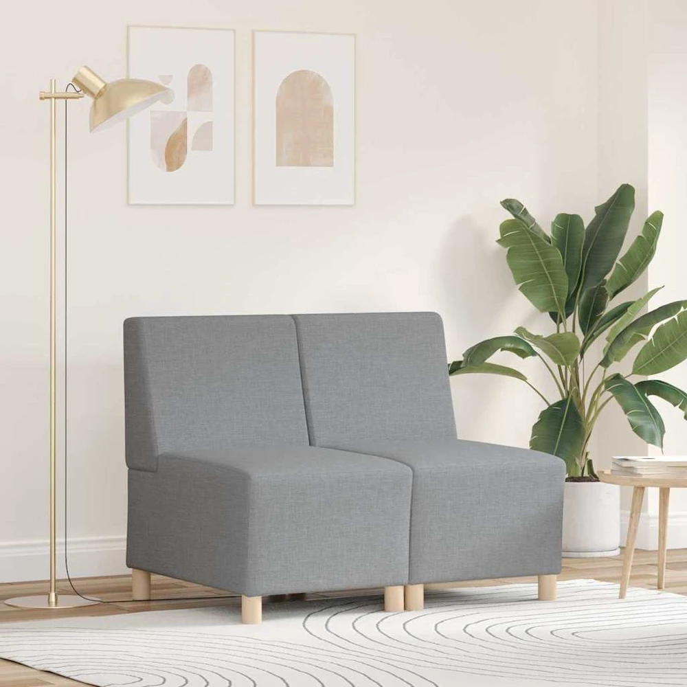 Modulinis sofa vienetas be rankų 2 vnt. Šviesiai pilka audinys