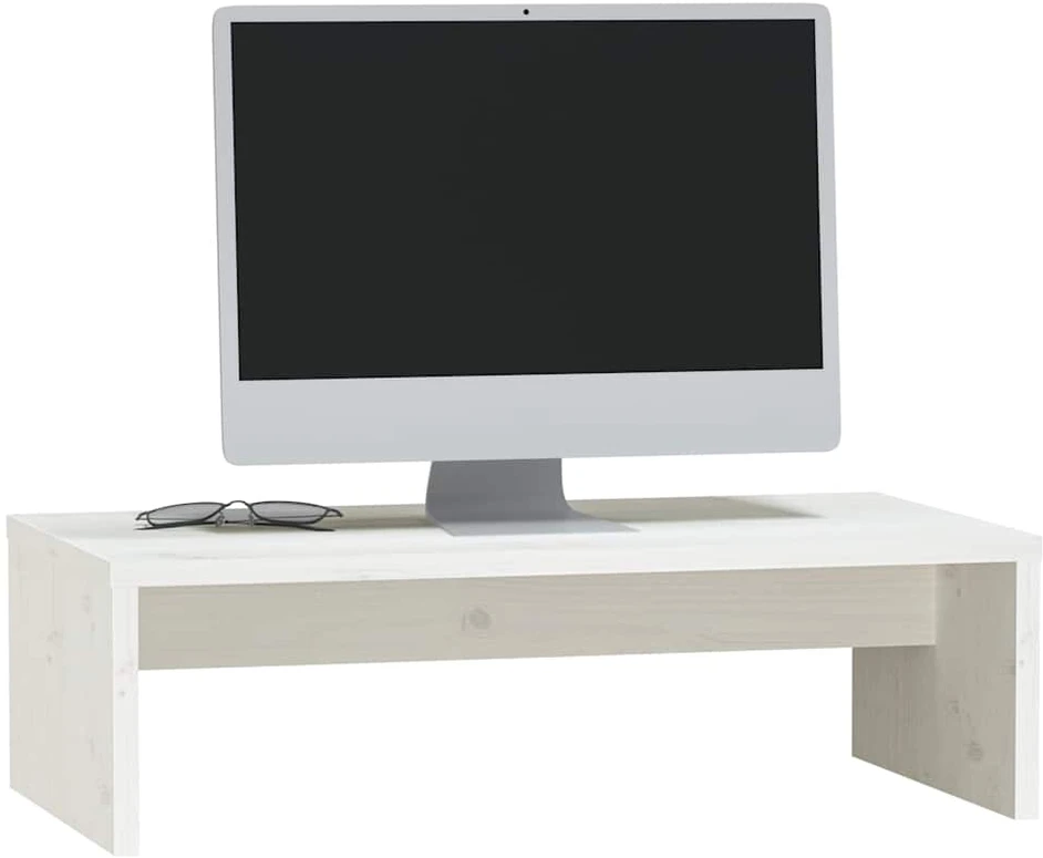Monitoriaus stovas, baltas, 50x27x15cm, pušies medienos masyvas