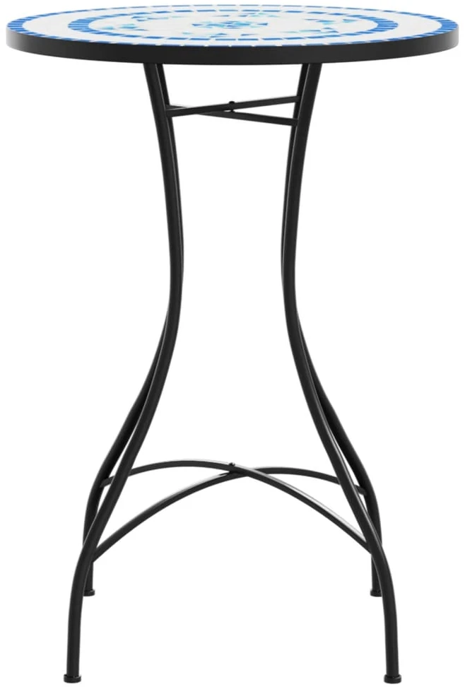 Mozaikinis bistro staliukas, mėlynas/baltas, 50x70cm, keramika