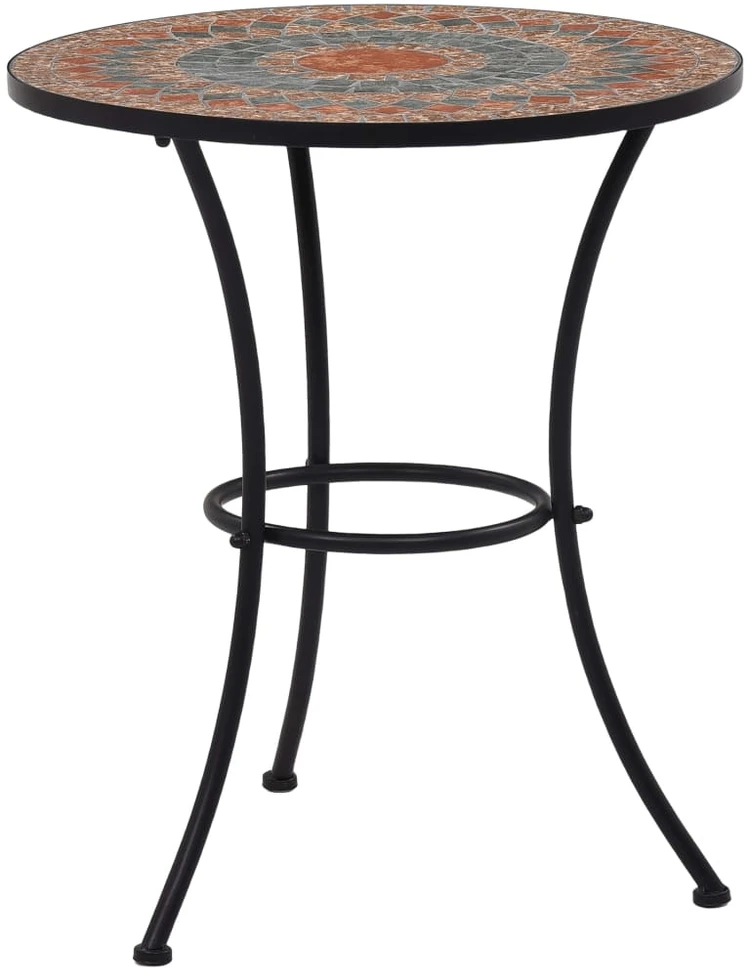 Mozaikinis bistro staliukas, oranžinis/pilkas, 60cm, keramika