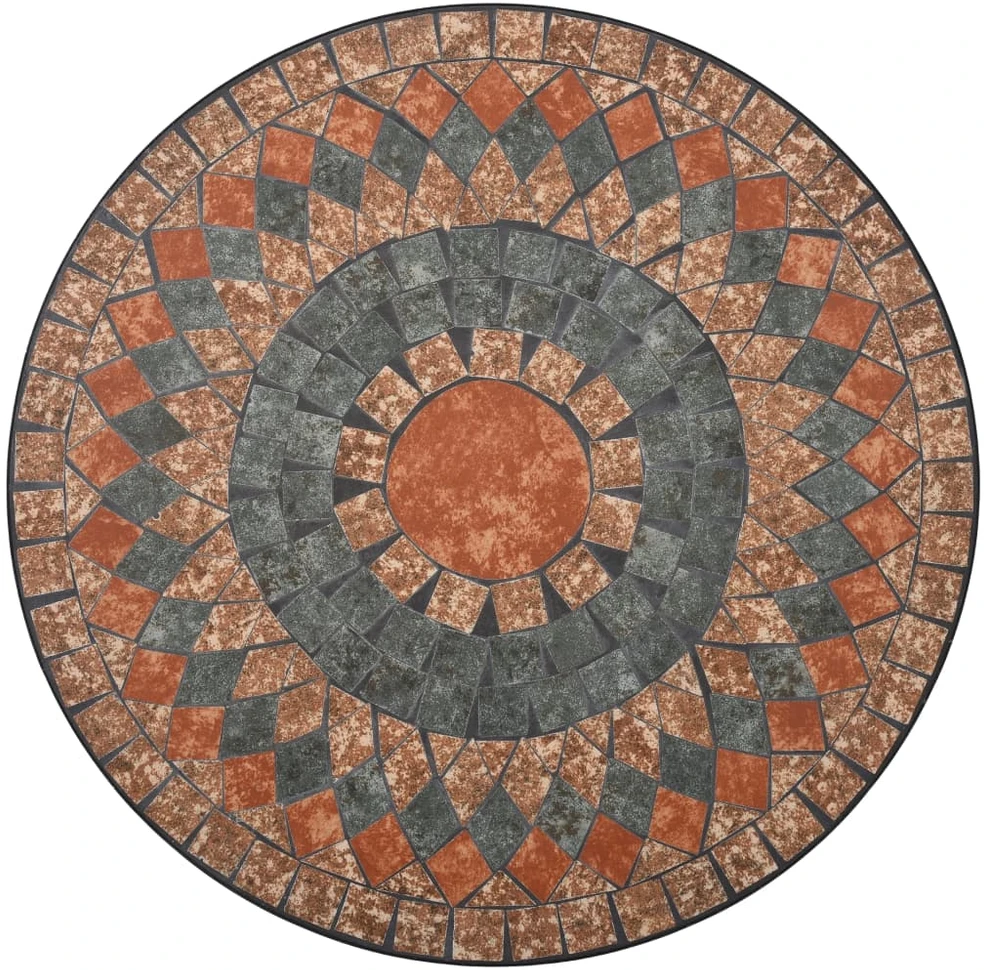 Mozaikinis bistro staliukas, oranžinis/pilkas, 60cm, keramika