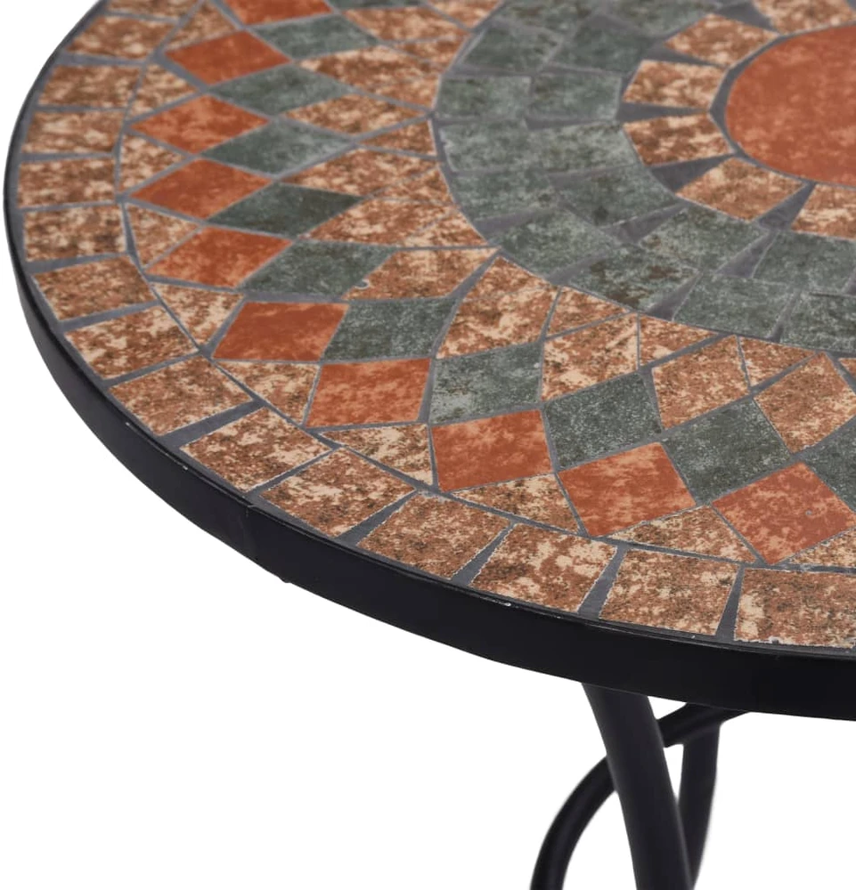 Mozaikinis bistro staliukas, oranžinis/pilkas, 60cm, keramika