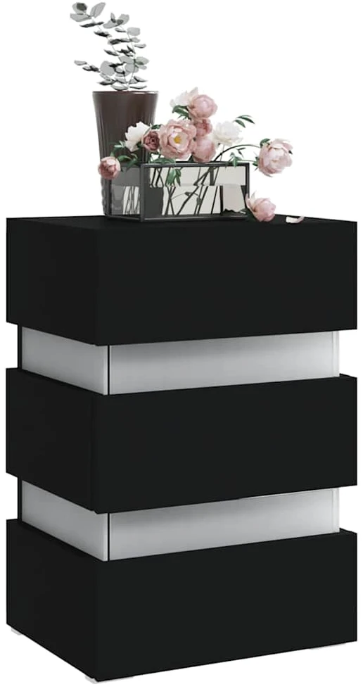 Naktinė spintelė su LED apšvietimu, juoda, 45x35x67cm, mediena