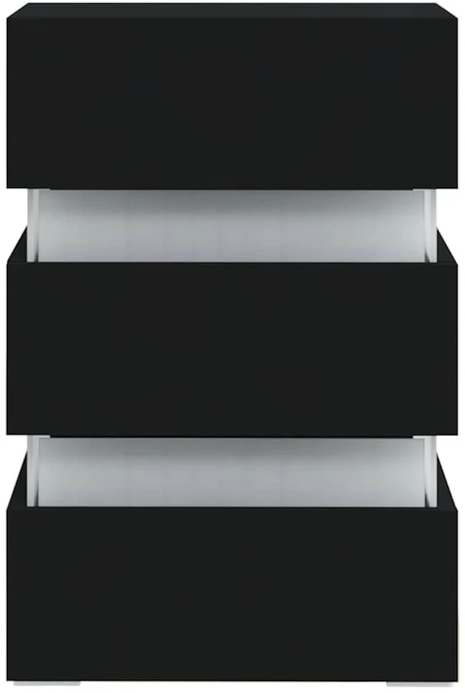 Naktinė spintelė su LED apšvietimu, juoda, 45x35x67cm, mediena