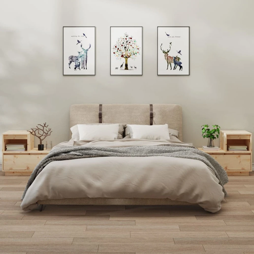 Naktinės spintelės, 2vnt., 60x34x51cm, pušies medienos masyvas