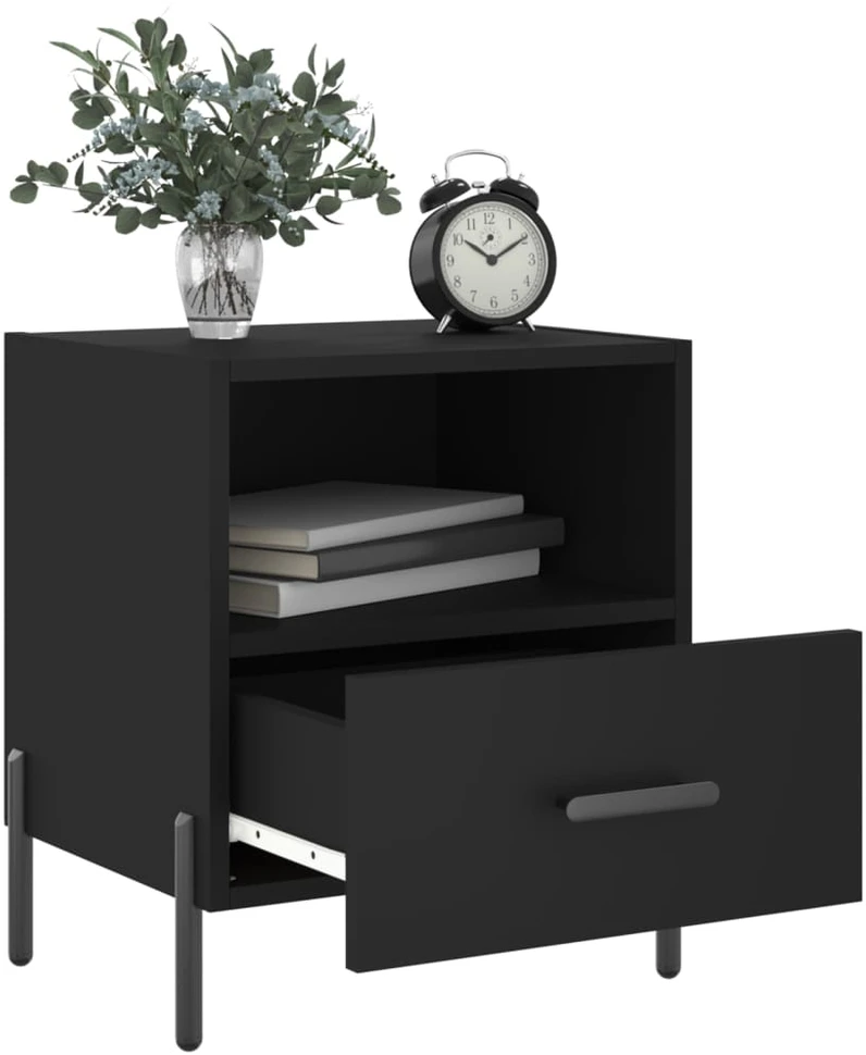 Naktinės spintelės, 2vnt., juodos, 40x35x47,5cm, mediena