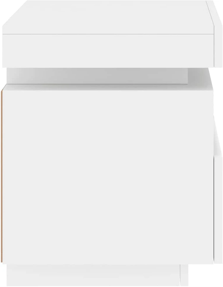 Naktinės spintelės su LED, 2vnt., baltos, 40x39x48,5cm