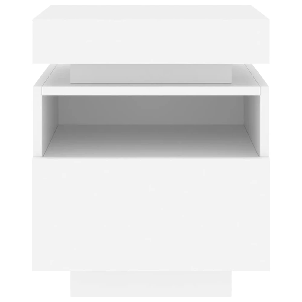 Naktinės spintelės su LED, 2vnt., baltos, 40x39x48,5cm