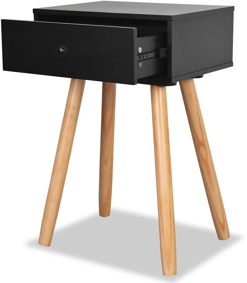 Naktiniai staliukai, 2vnt., pušies mediena, 40x30x61cm, juodi