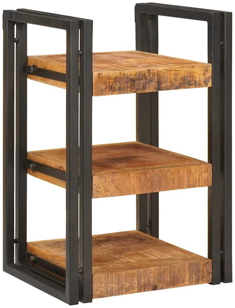 Naktinis staliukas 2 pcs Ruda ir juoda Kietas mango medis