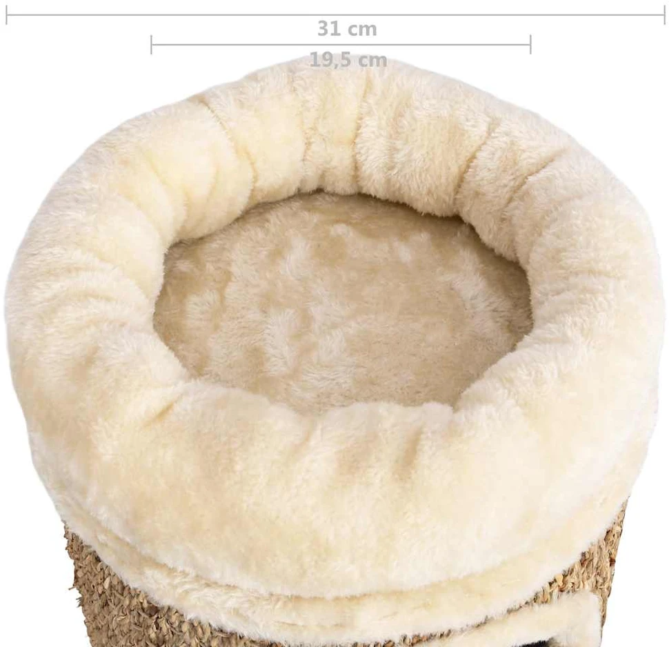 Namelis katėms su prabangia pagalvėle, 33cm, jūros žolė