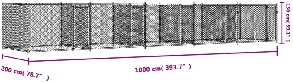 Narvas šunims su durimis, pilkas, 10x2x1,5m, plienas