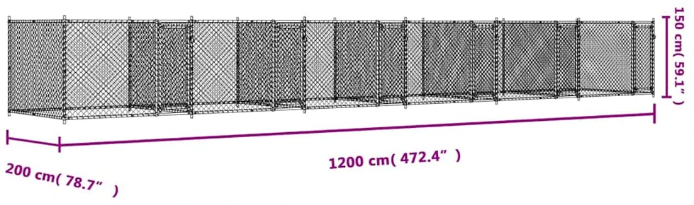 Narvas šunims su durimis, pilkas, 12x2x1,5m, plienas
