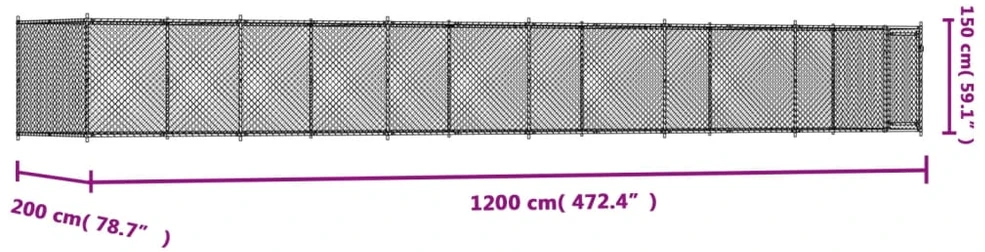 Narvas šunims su durimis, pilkas, 12x2x1,5m, plienas