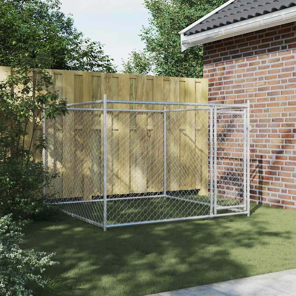 Narvas šunims su durimis, pilkas, 2x2x1,5m, plienas