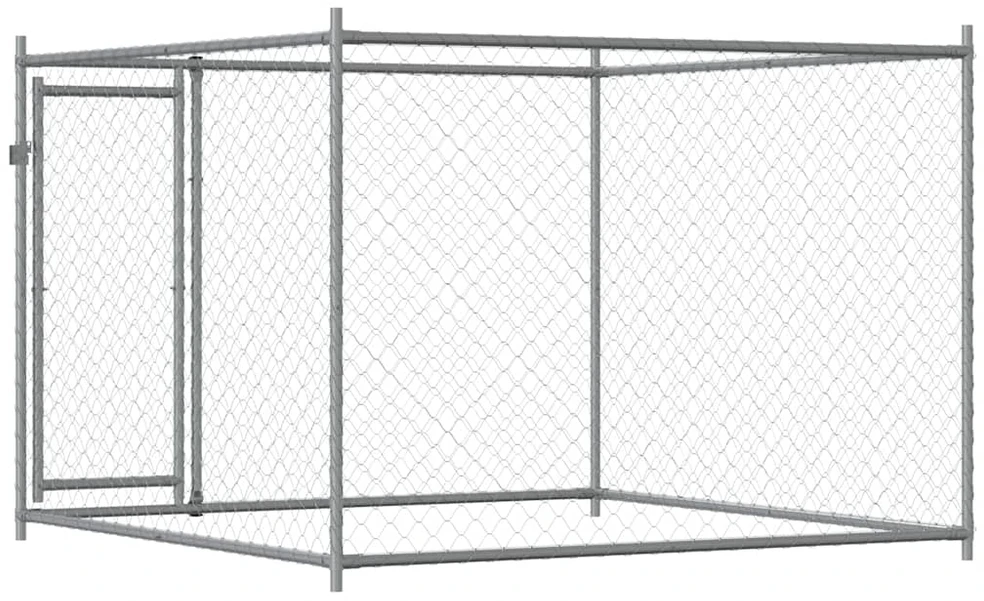 Narvas šunims su durimis, pilkas, 2x2x1,5m, plienas