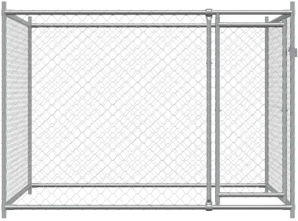 Narvas šunims su durimis, pilkas, 2x2x1,5m, plienas
